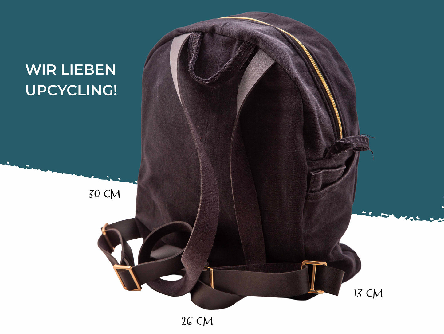 RucksackLiebe „Goldnacht“ – schwarzer Upcycling-Rucksack