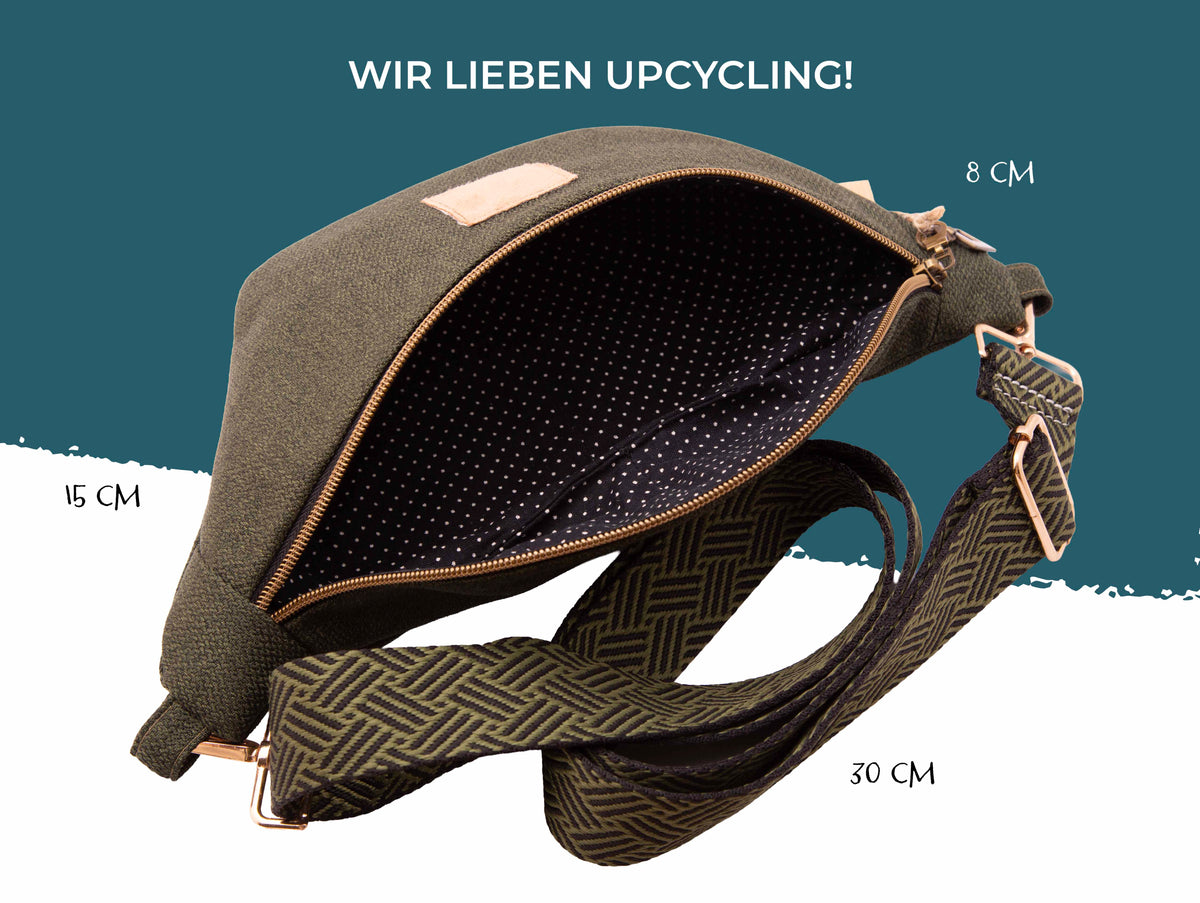 Bauchtaschenliebe „Waldweg“ – handgemachte Unisex-Bauchtasche in Olivgrün