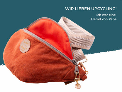 Bauchtaschenliebe „Morgenrot“ – handgemachte Cord-Bauchtasche in Rostorange
