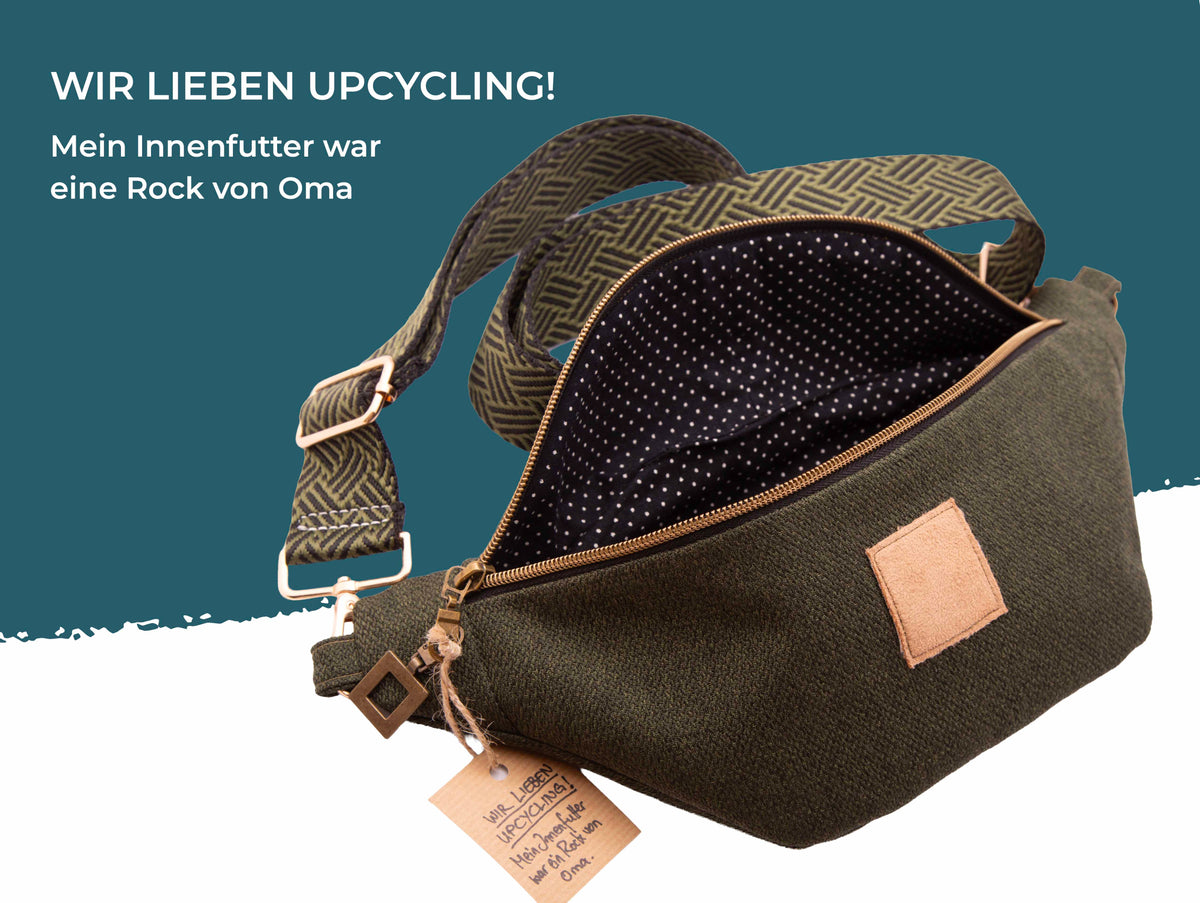 Bauchtaschenliebe „Waldweg“ – handgemachte Unisex-Bauchtasche in Olivgrün
