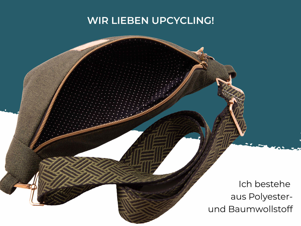 Bauchtaschenliebe „Waldweg“ – handgemachte Unisex-Bauchtasche in Olivgrün
