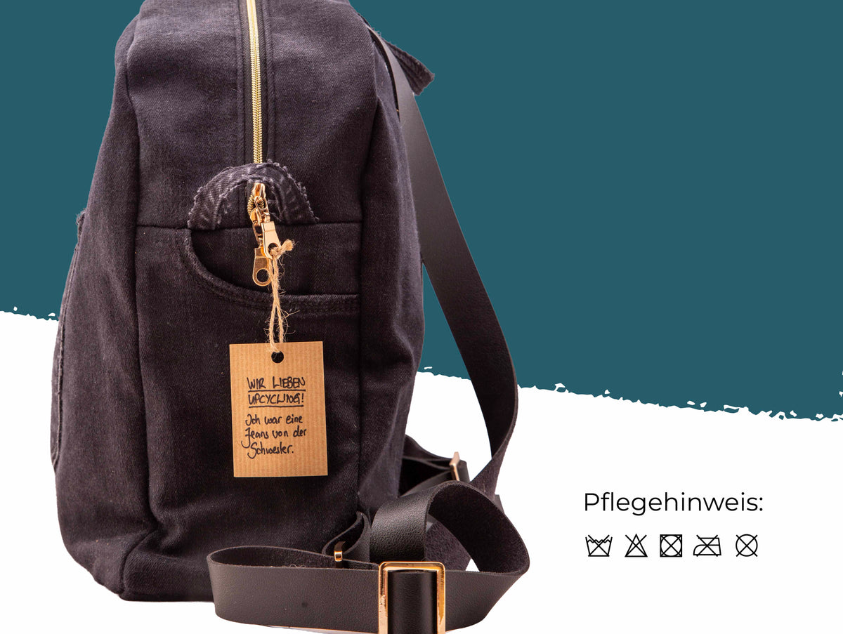 RucksackLiebe „Goldnacht“ – schwarzer Upcycling-Rucksack